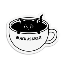Load image into Gallery viewer, &quot;Black as Night&quot; Coffee Cat | 3-inch Waterproof Sticker
