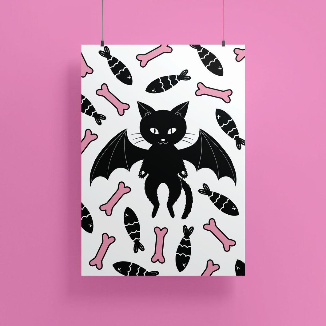 Bat Cat | Art Print - Scaredy Cat Studio