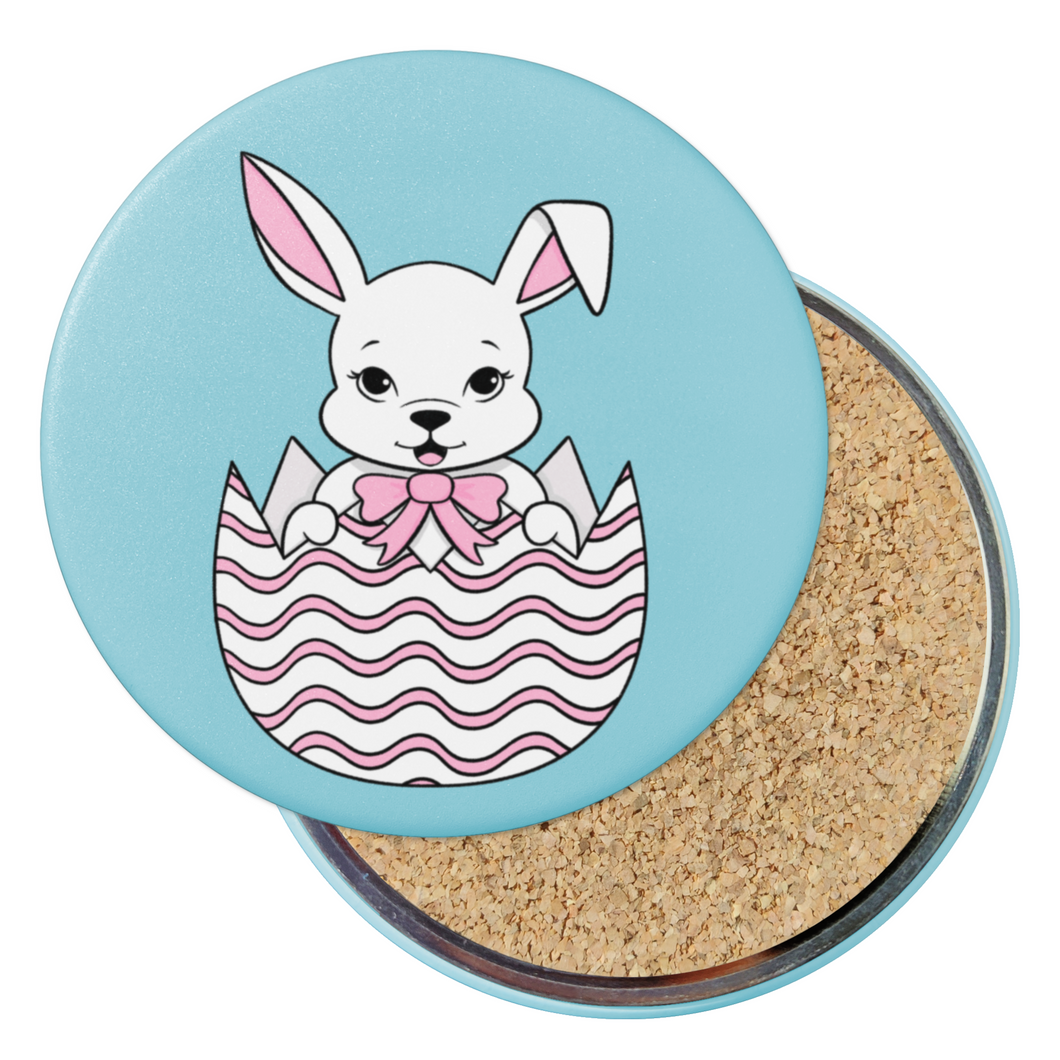 Bunny in Easter Egg | Round Beverage Coaster