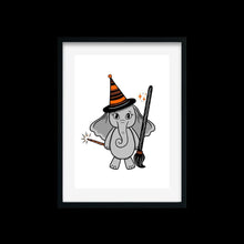 Load image into Gallery viewer, Elephant in a Witch Costume | Art Print - Scaredy Cat Studio