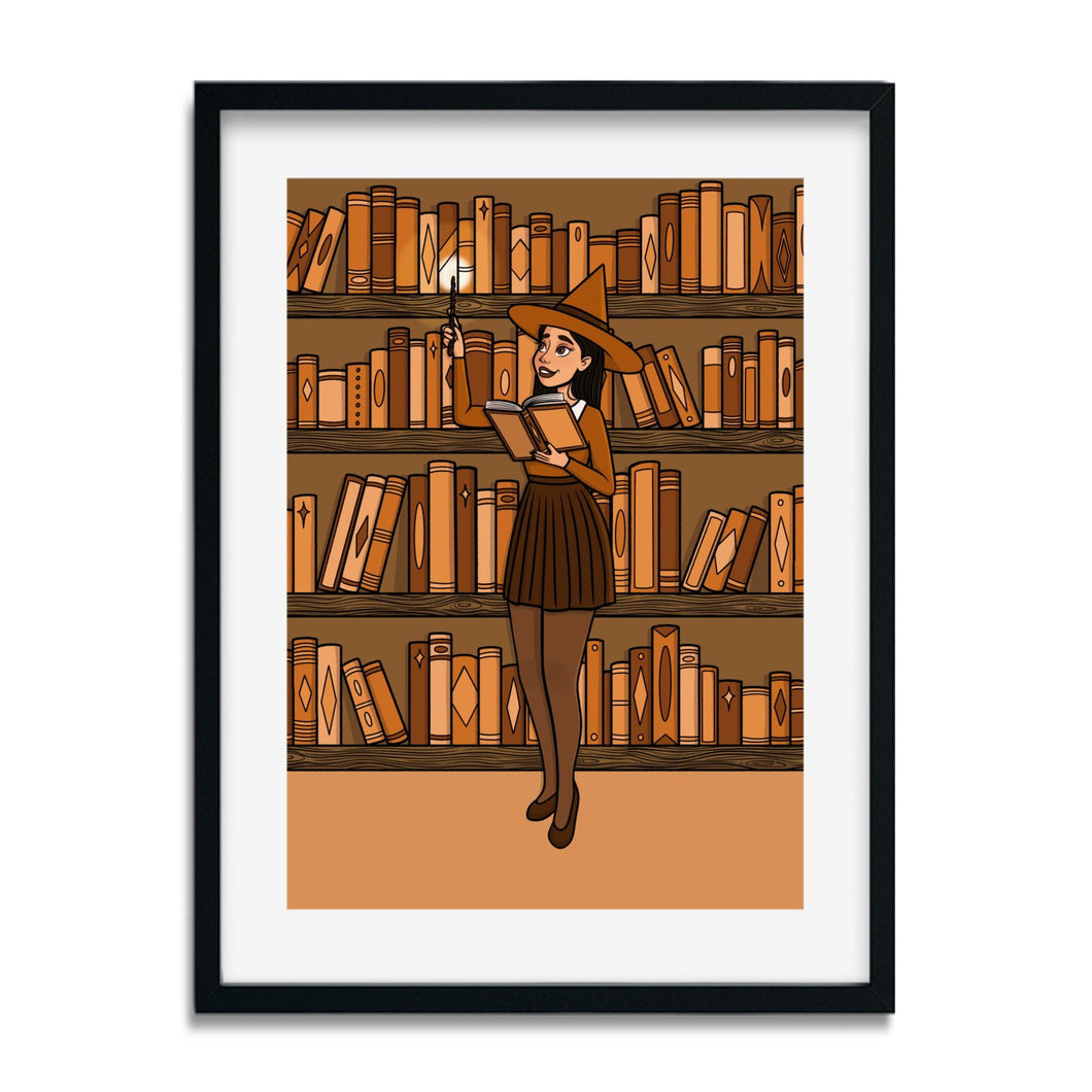 Spell-Casting Witch | Haunted Library | Art Print - Scaredy Cat Studio