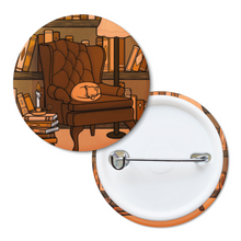 Load image into Gallery viewer, Comfy Cat | Haunted Library | Pinback Badge Button
