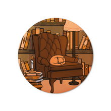 Load image into Gallery viewer, Comfy Cat | Haunted Library | Pinback Badge Button
