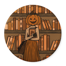 Load image into Gallery viewer, Pumpkin Girl | Haunted Library | Pocket Mirror
