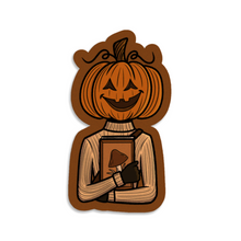 Load image into Gallery viewer, Pumpkin Girl | Haunted Library | 3-inch Waterproof Sticker
