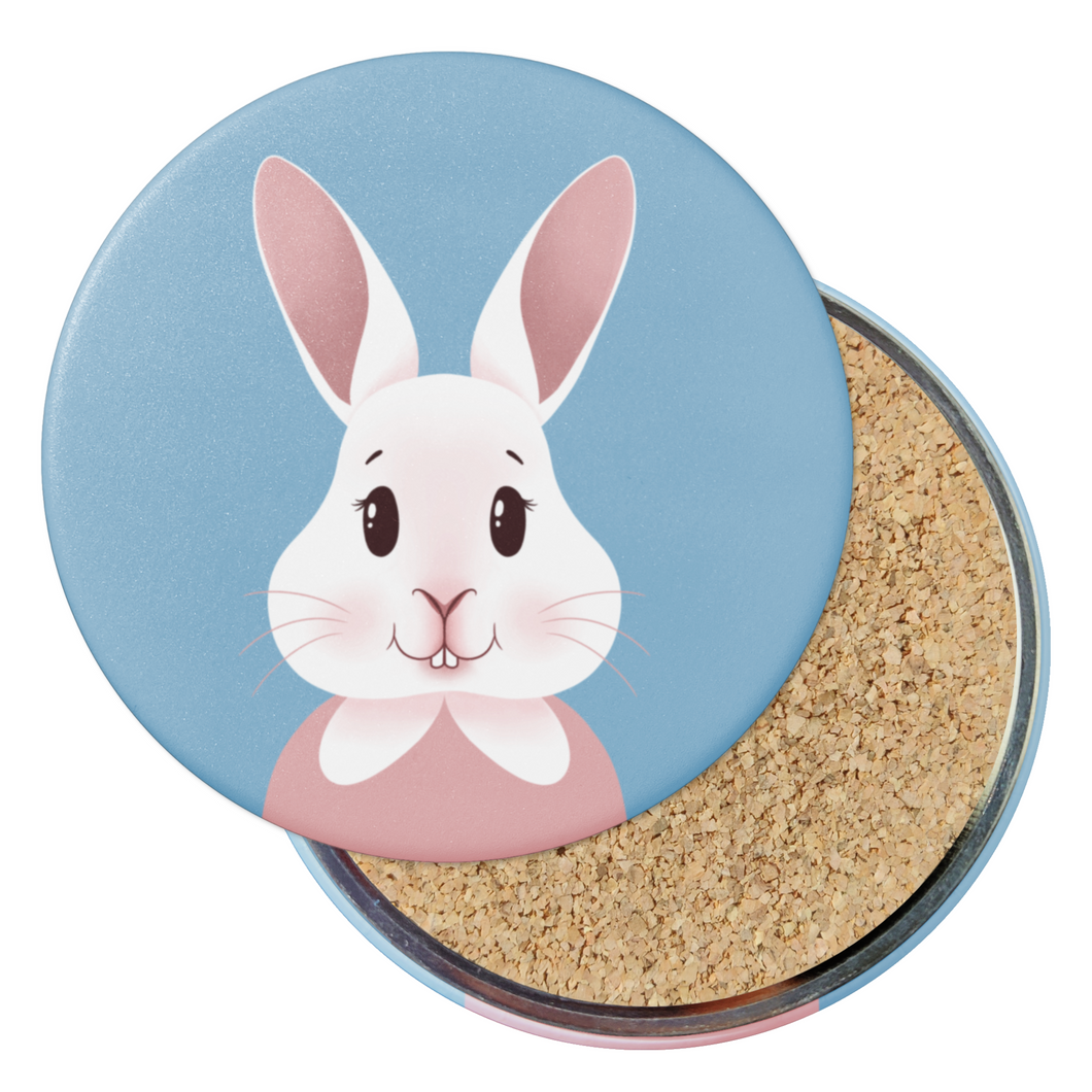 Happy Bunny Portrait | Round Beverage Coaster