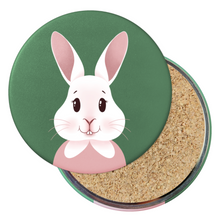 Load image into Gallery viewer, Happy Bunny Portrait | Round Beverage Coaster