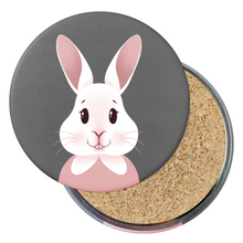 Load image into Gallery viewer, Happy Bunny Portrait | Round Beverage Coaster
