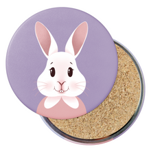 Load image into Gallery viewer, Happy Bunny Portrait | Round Beverage Coaster
