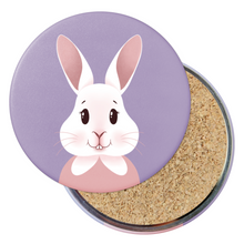 Load image into Gallery viewer, Happy Bunny Portrait | Round Beverage Coaster