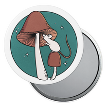 Load image into Gallery viewer, Curious White Mouse with Brown Mushrooms | Mushroom Pals | Pocket Mirror
