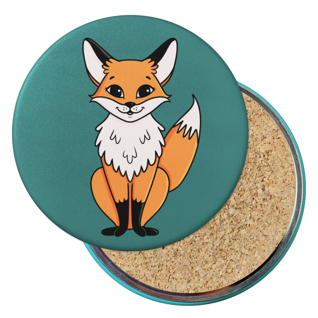 Fox | Nocturnal Creatures | Round Beverage Coaster