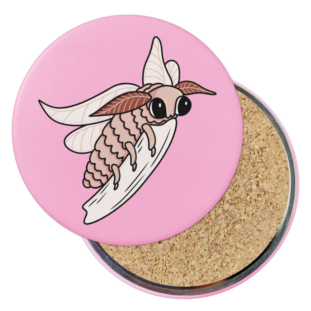 Silk Moth | Nocturnal Creatures | Round Beverage Coaster
