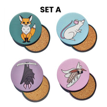 Load image into Gallery viewer, Nocturnal Creatures | Round Beverage Coaster Set - Scaredy Cat Studio