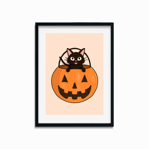 Trick or Treat! Pumpkin Kitty | Art Print - Scaredy Cat Studio