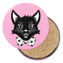 Load image into Gallery viewer, Scaredy Cat Mascot | Round Beverage Coaster