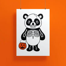 Load image into Gallery viewer, Panda in a Skeleton Costume | Art Print - Scaredy Cat Studio
