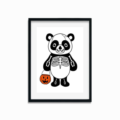 Panda in a Skeleton Costume | Art Print - Scaredy Cat Studio