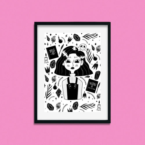 Amelia the Witch Student | Art Print - Scaredy Cat Studio