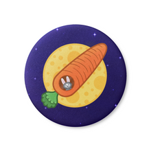 Load image into Gallery viewer, Astronaut Bunny in a Carrot Rocket | Pinback Badge Button
