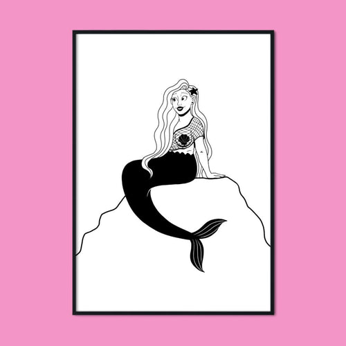 Blonde Mermaid | A2 Poster - Scaredy Cat Studio