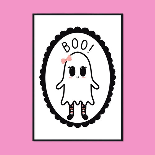 Boo! Cute Ghost Girl | A2 Poster - Scaredy Cat Studio