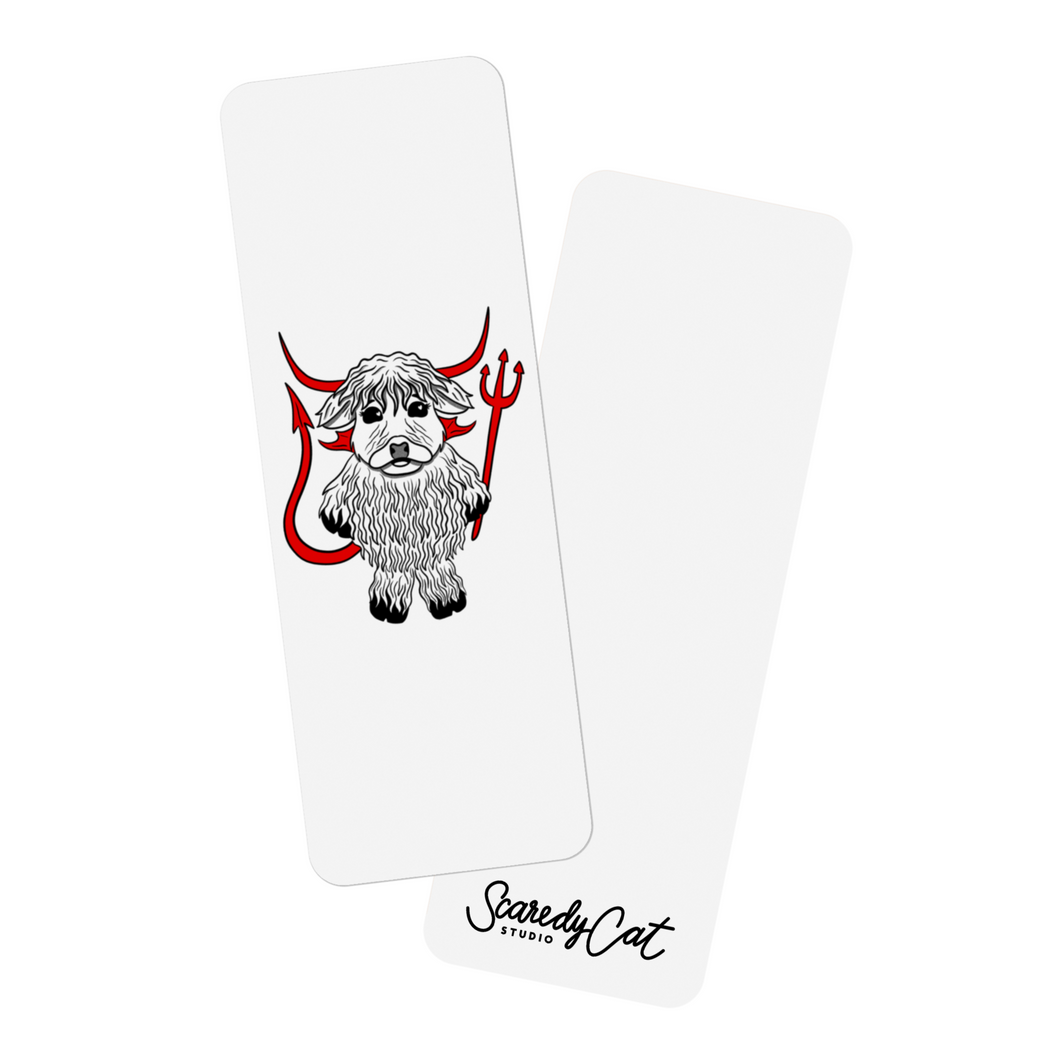 Highland Cow in a Devil Costume | Bookmark