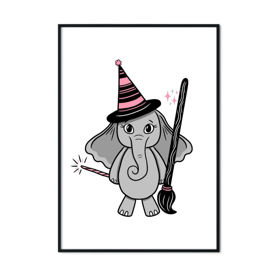 Elephant in a Witch Costume | A2 Poster - Scaredy Cat Studio