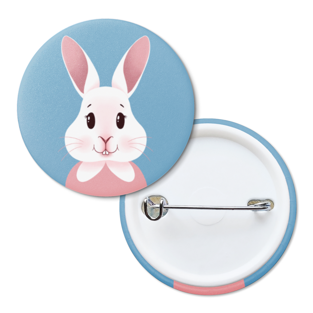 Happy Bunny Portrait | Pinback Badge Button