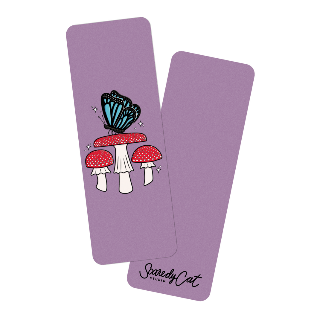 Blue Butterfly with Fly Agaric Mushrooms | Mushroom Pals | Bookmark