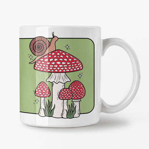 Snail with Fly Agaric Mushrooms | Mushroom Pals | Ceramic Mug - Scaredy Cat Studio