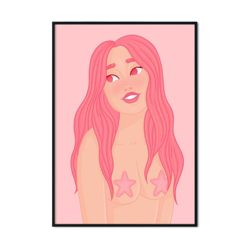 Pretty in Pink Mermaid | A2 Poster - Scaredy Cat Studio