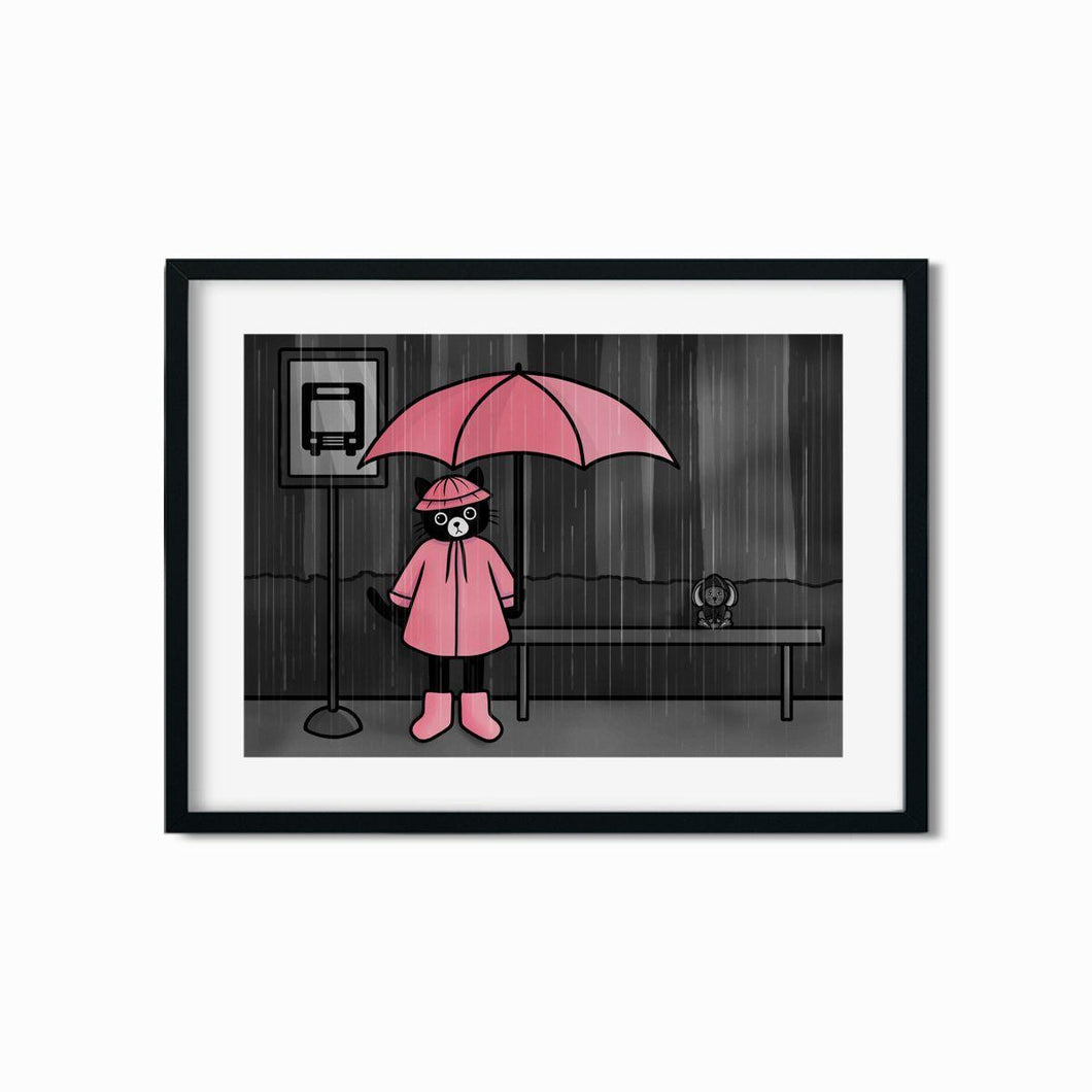 Rainy Day Kitty | Art Print - Scaredy Cat Studio