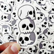 Load image into Gallery viewer, Skull Stack | 3-inch Waterproof Sticker - Scaredy Cat Studio
